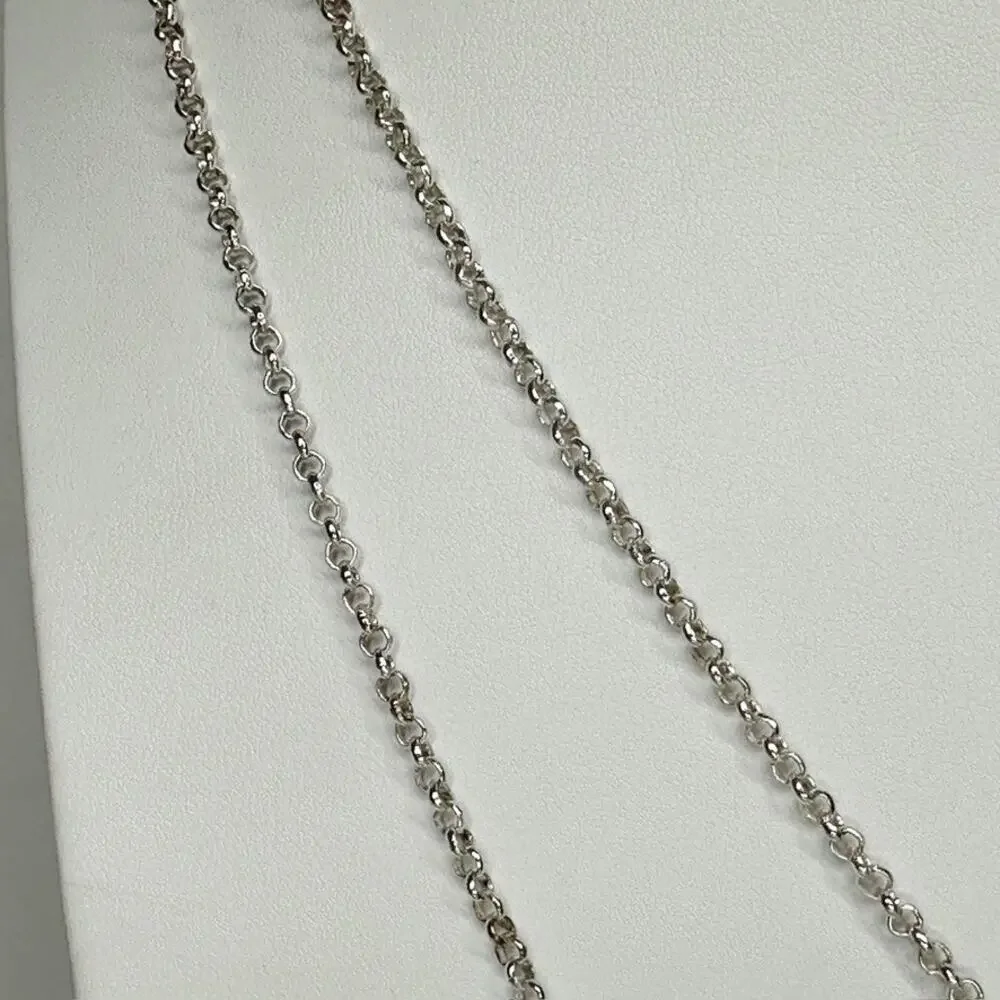 Chico's Layered Hammered Disc Rhinestone Silver Long Necklace ✨